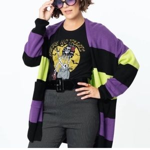 Unique Vintage Spooky Striped Halloween Cardigan Sweater NWT OS